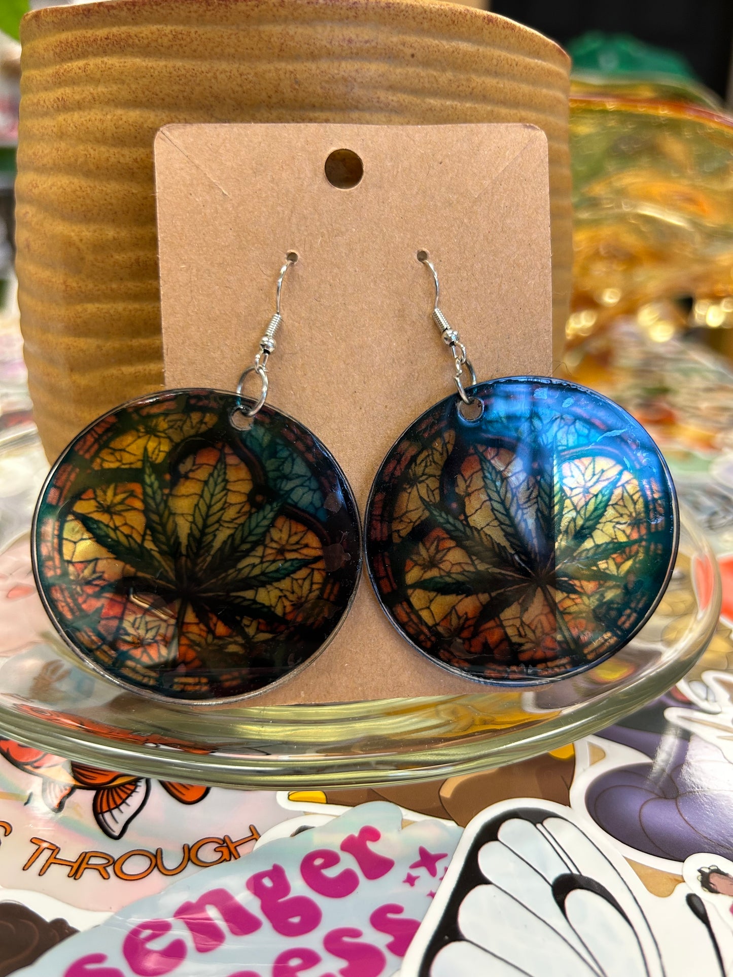 Leaf Stained Glass Acrylic Earrings