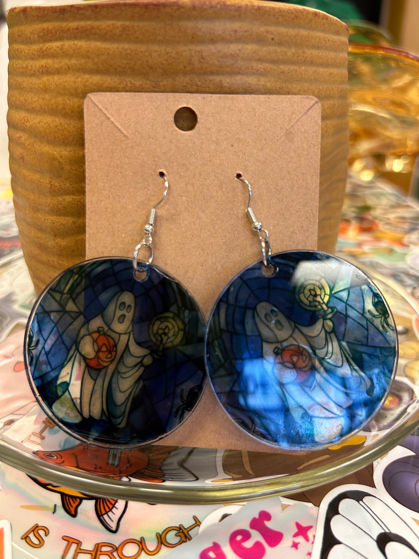 Ghost Stained Glass style Acrylic Earrings