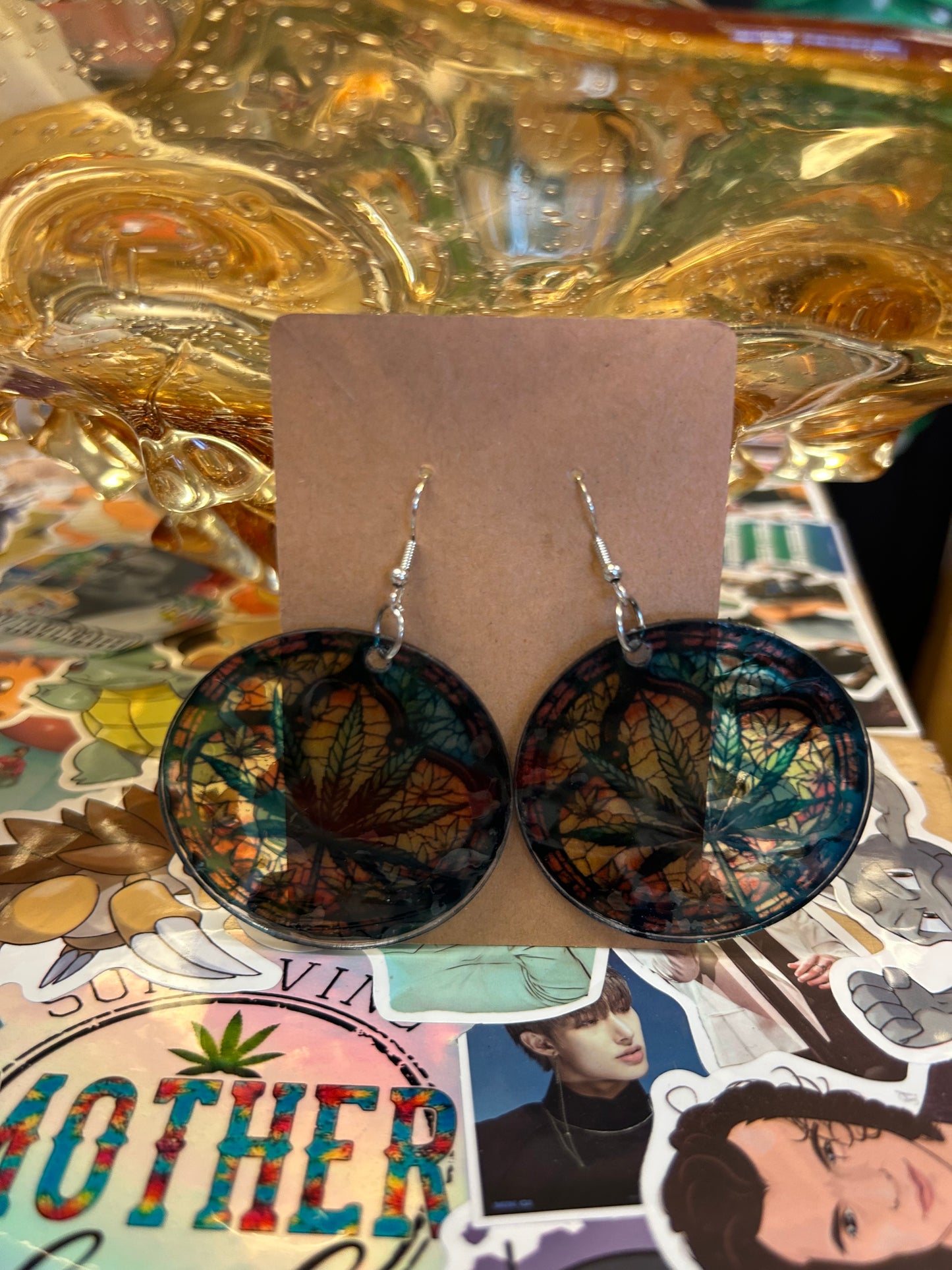 Leaf Stained Glass Acrylic Earrings