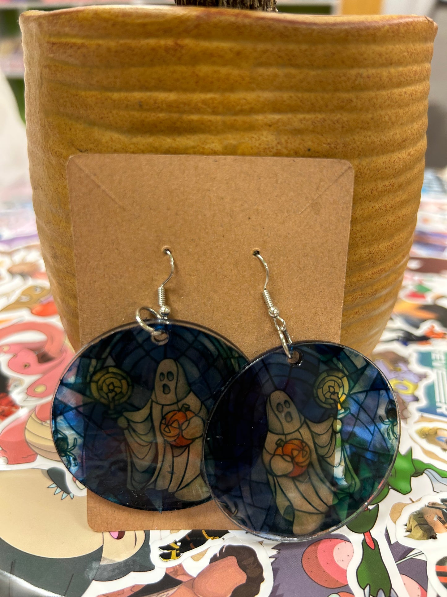 Ghost Stained Glass style Acrylic Earrings