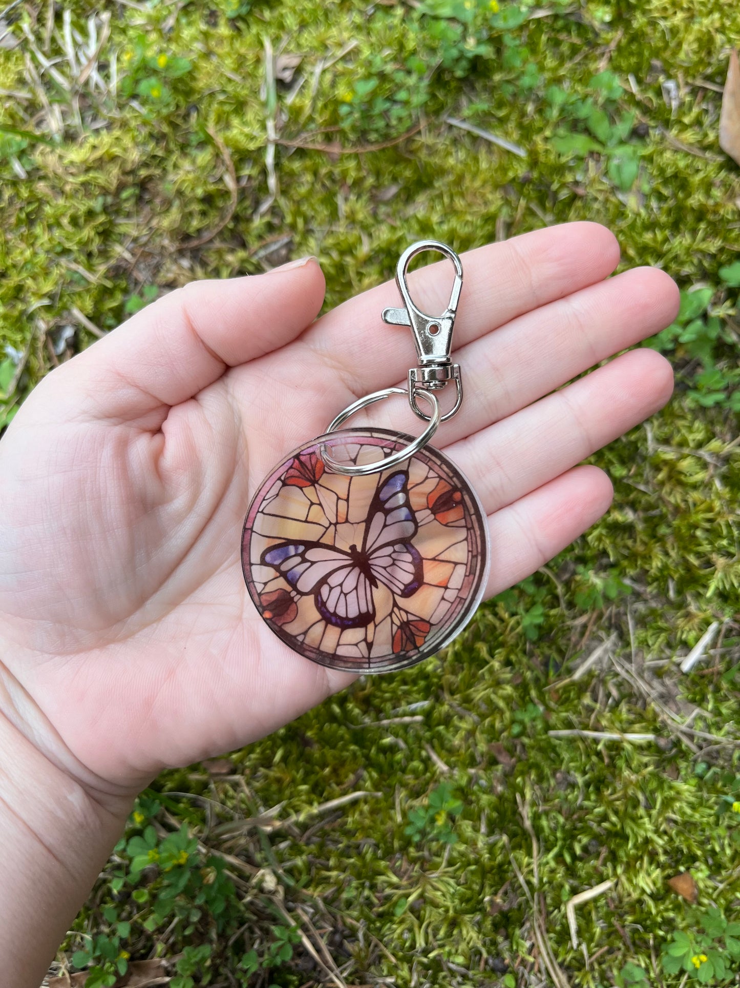 Butterfly Stained Glass Style Acrylic Keychain