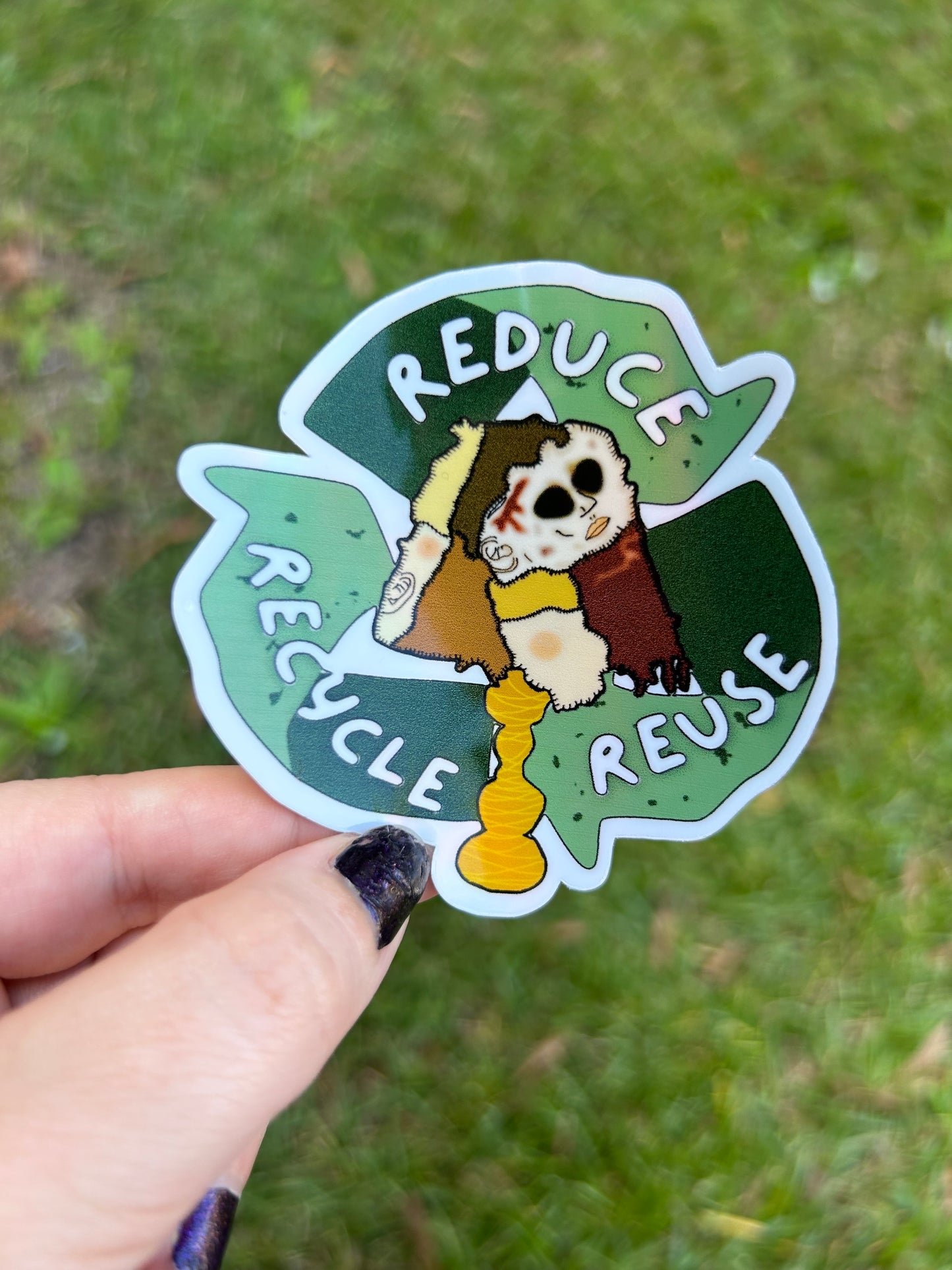 Reduce Reuse Recycle Holographic Sticker