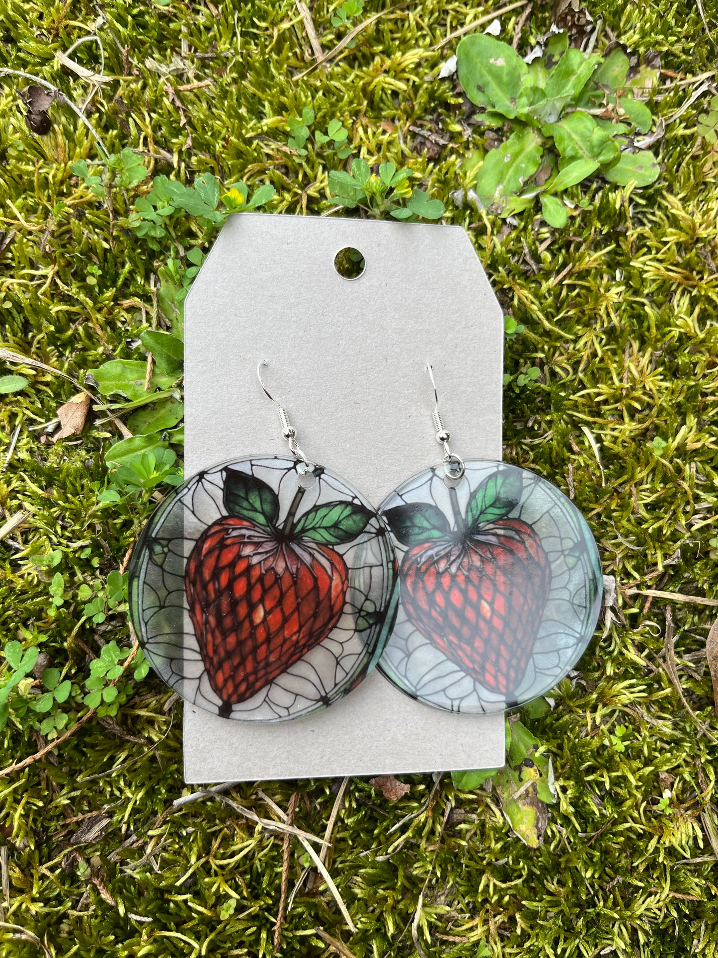 Strawberry Stained Glass Style Acrylic Earrings