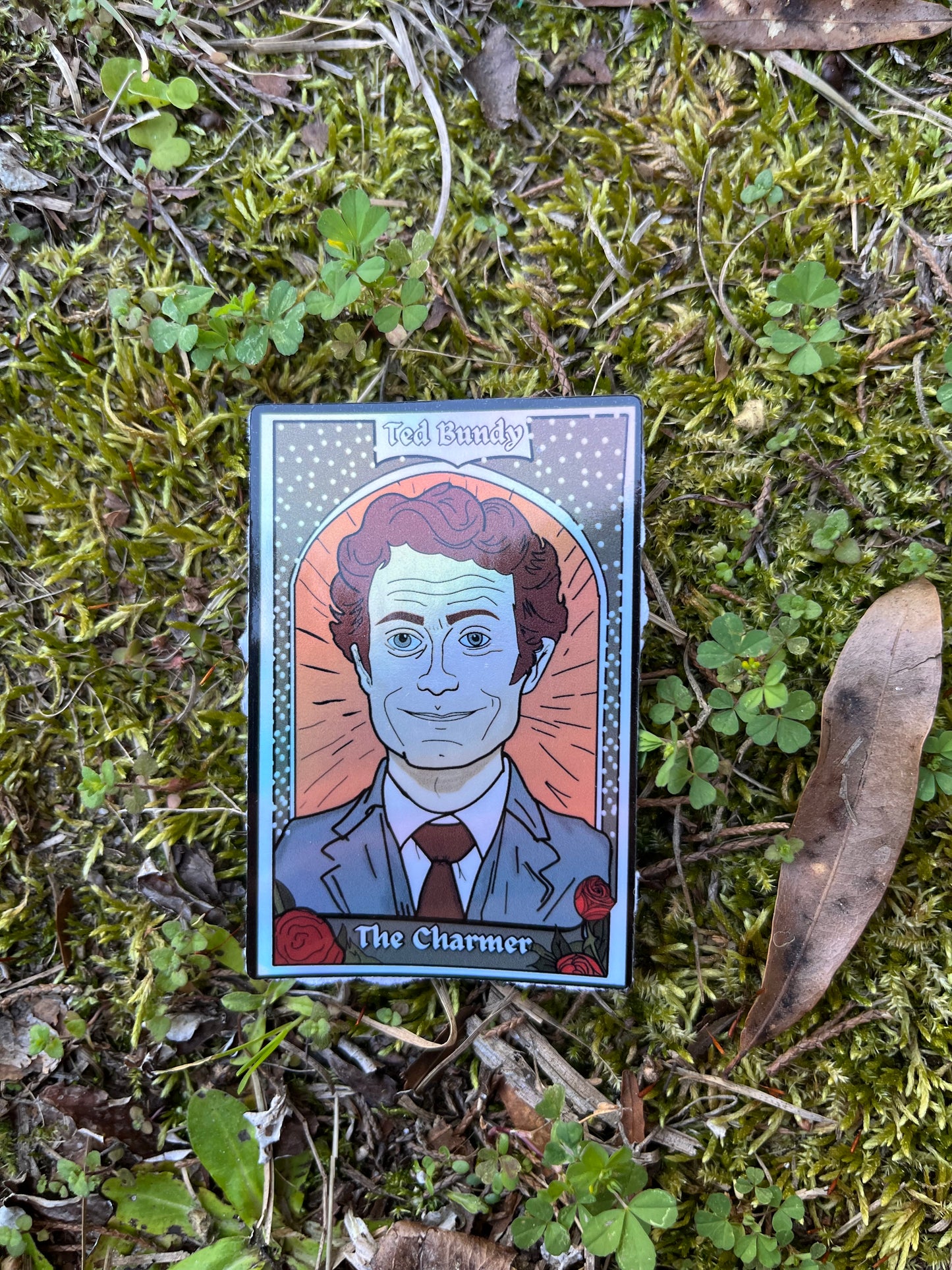 Ted Bundy The Charmer Tarot Card Holographic Sticker