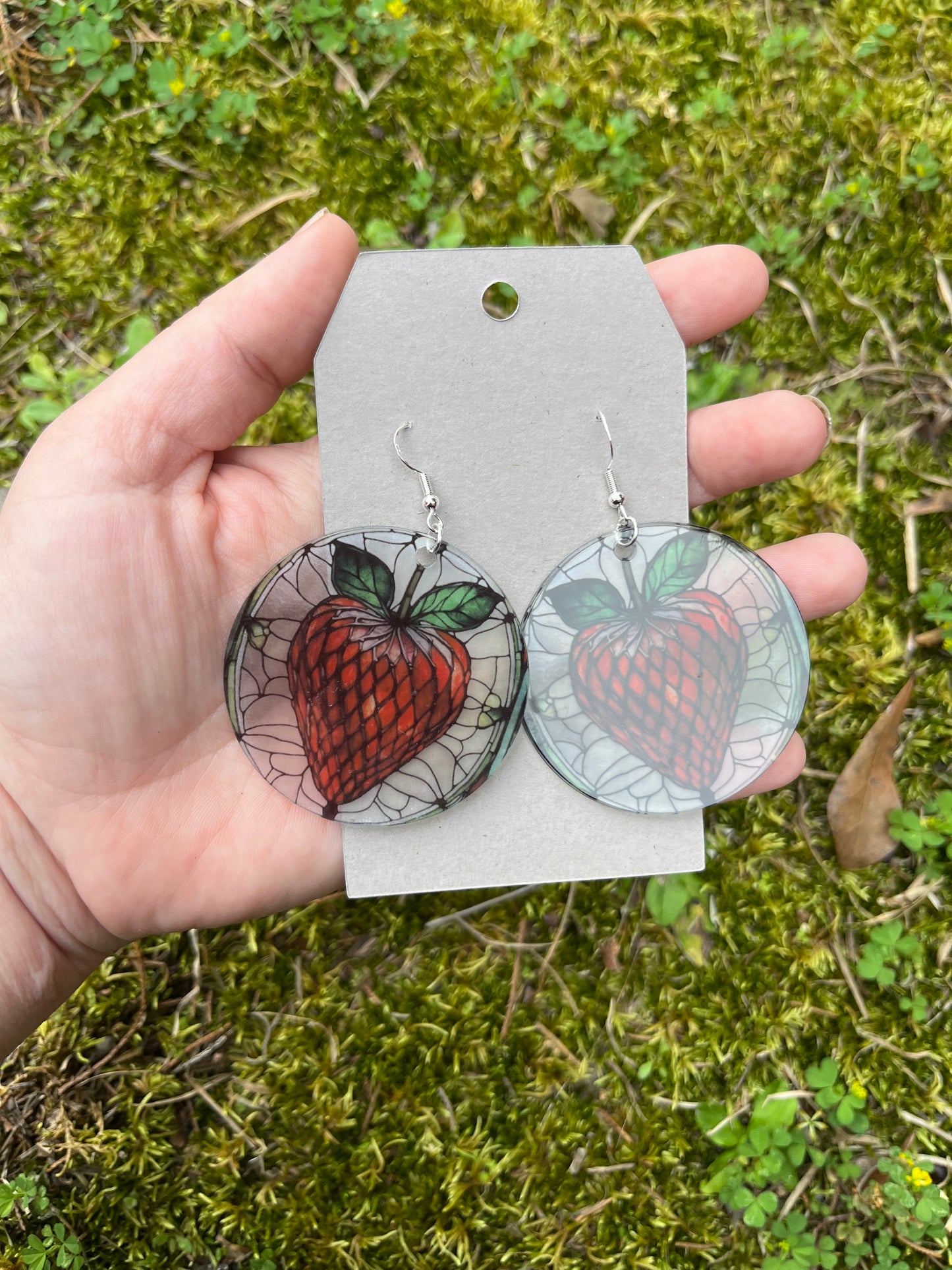 Strawberry Stained Glass Style Acrylic Earrings