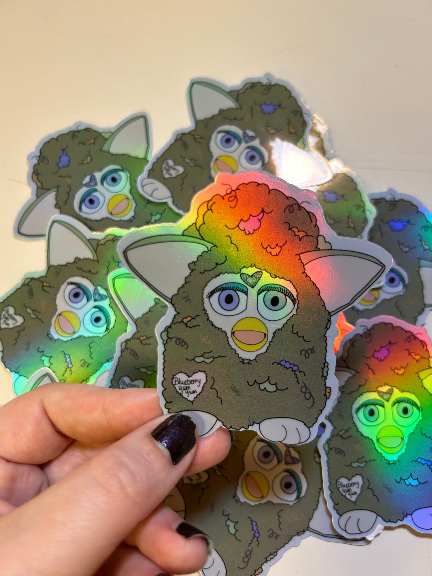 Blueberry Yum Yum Nug Buddy Holographic sticker