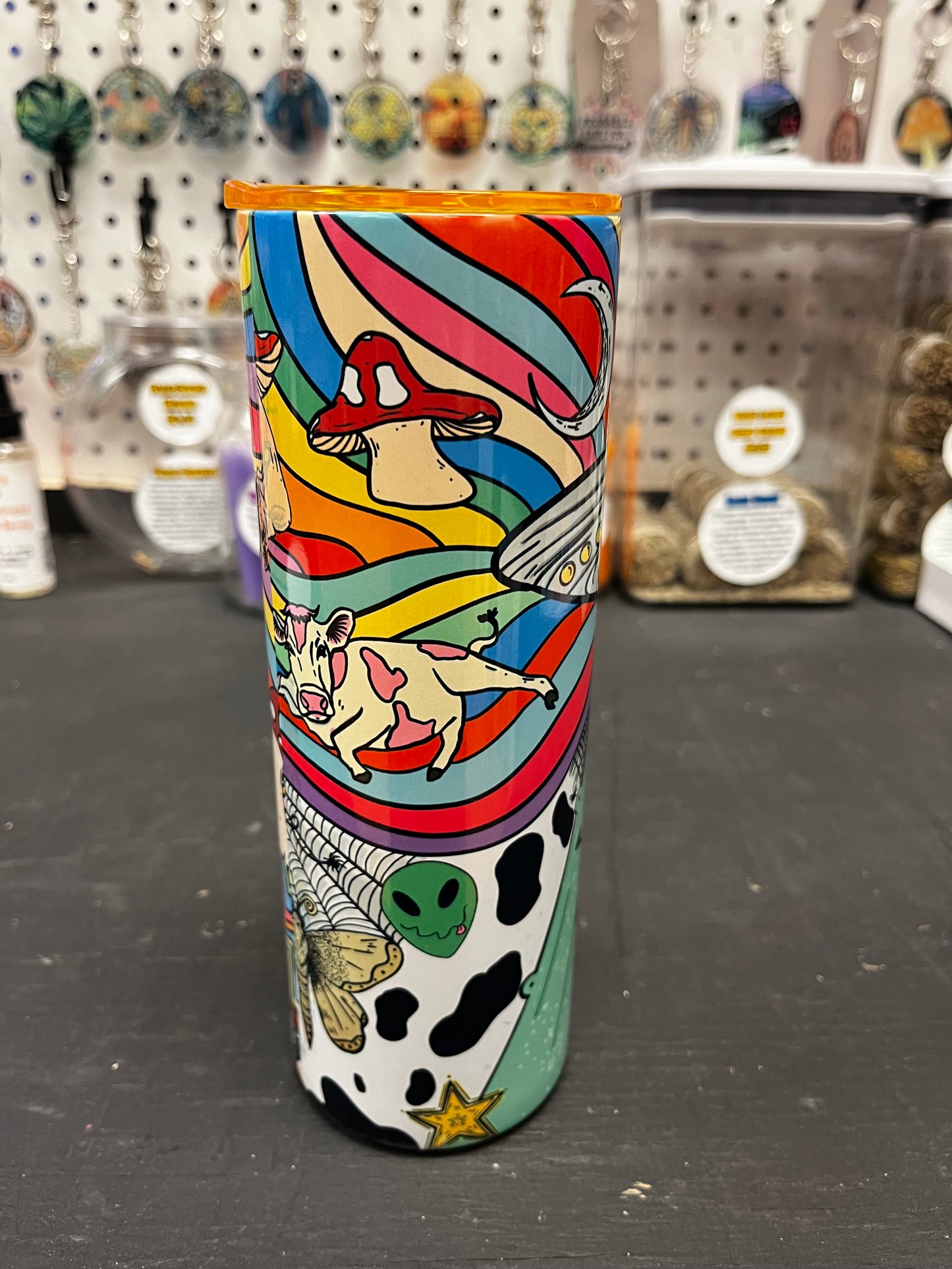 Trippy Colorful UFO Cow Abduction 20oz Tumbler