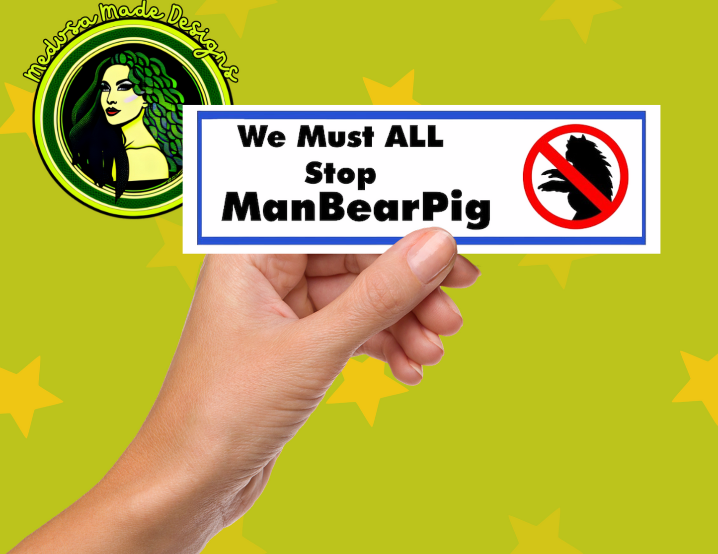 We must All Stop ManBearPig Holographic Bumper Sticker