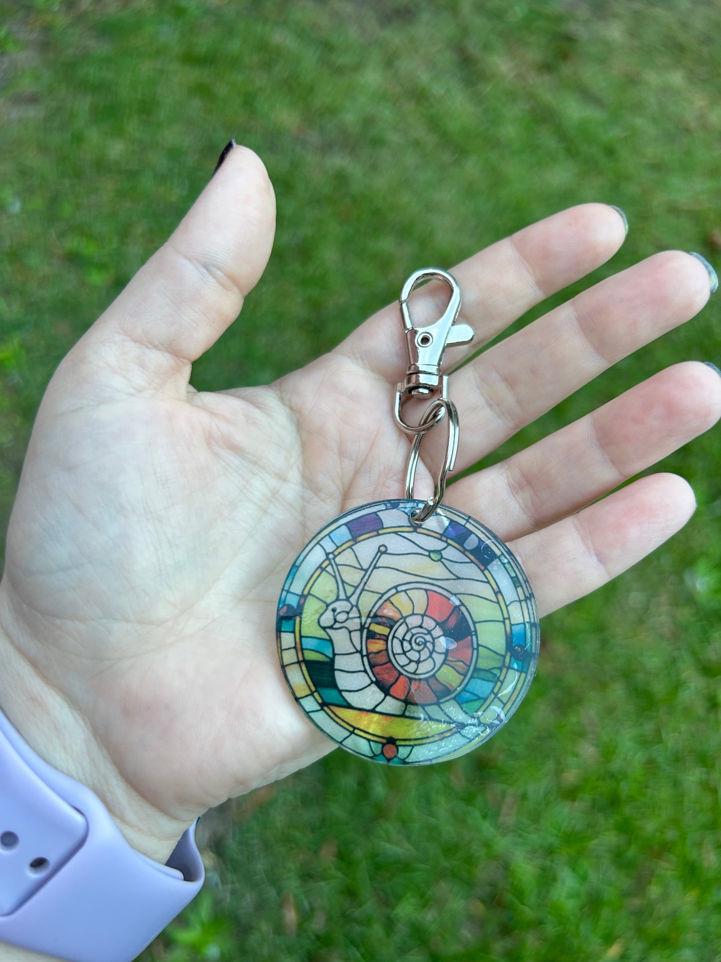 Snail Stained Glass Style Acrylic Keychain