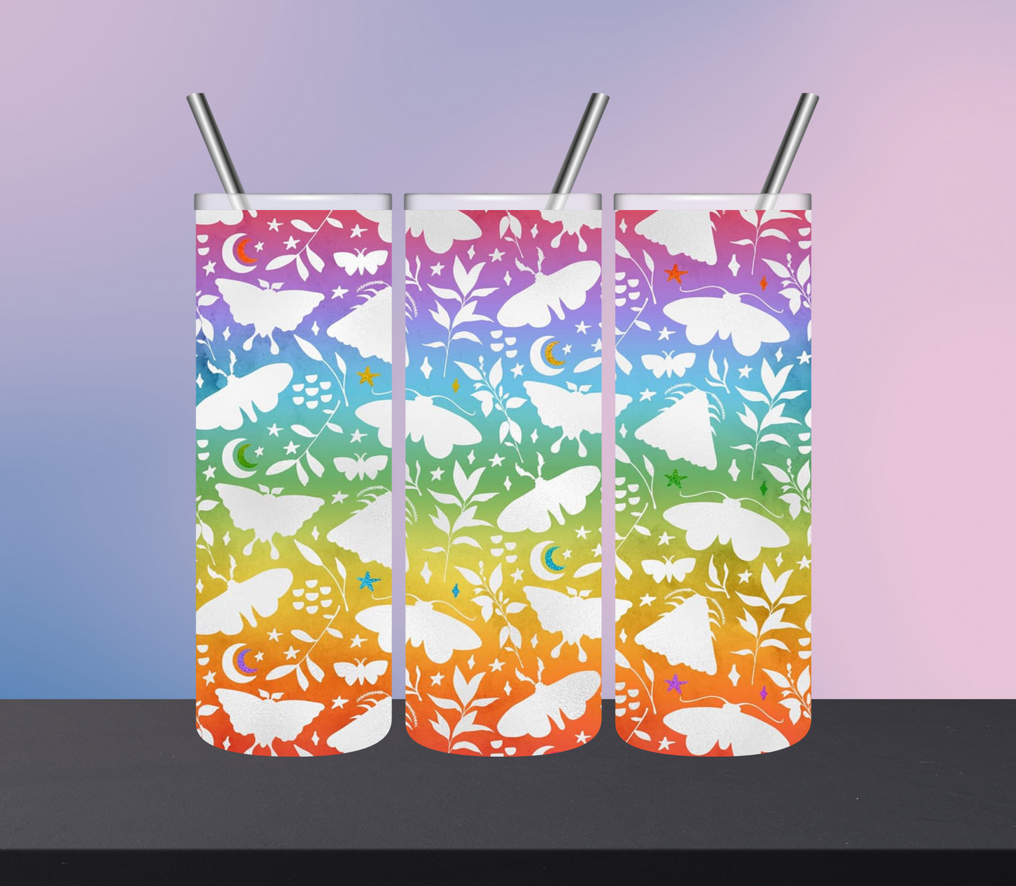 Rainbow Moth Tumbler