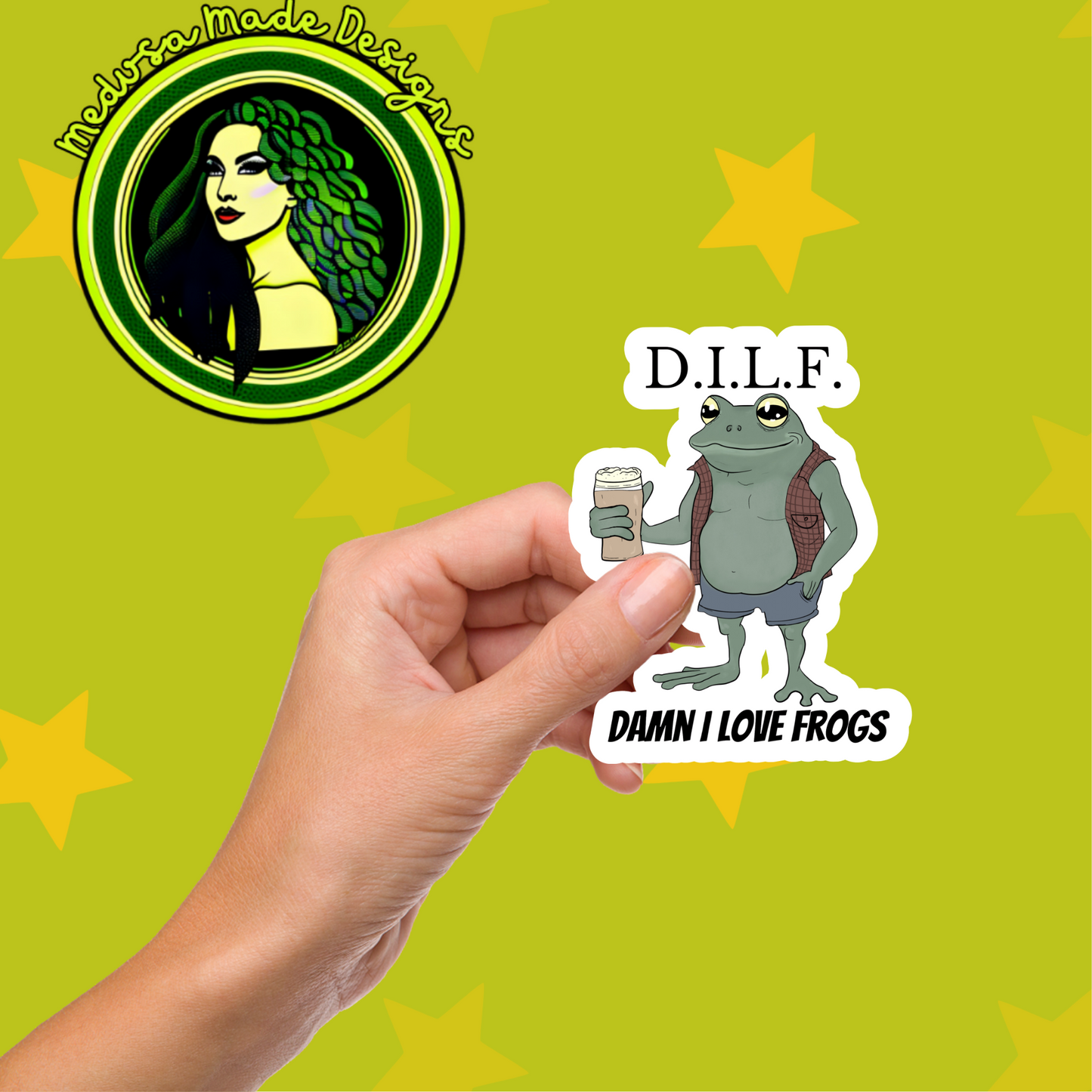 D.I.L.F Damn I Love Frogs Holographic Sticker