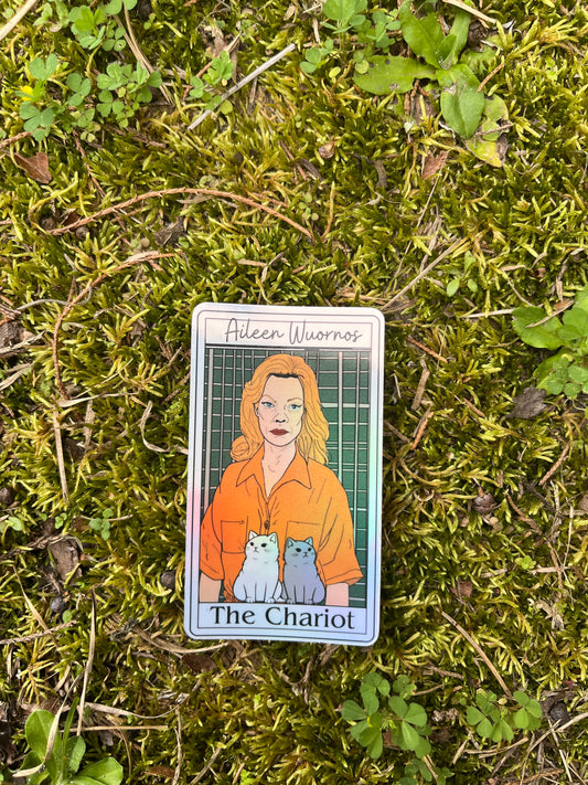 Aileen Wuornos The Chariot Tarot Card Holographic Sticker