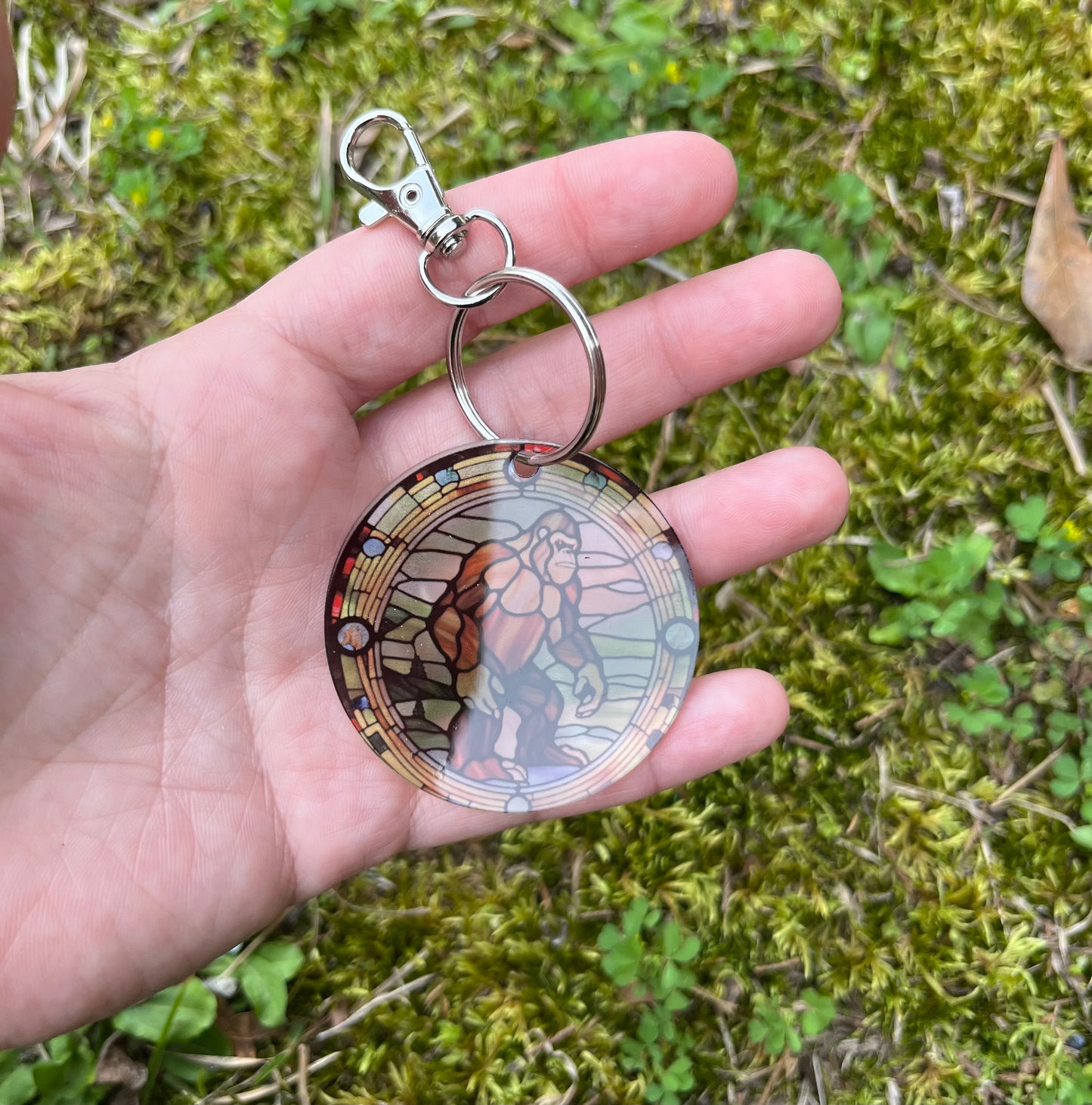 Bigfoot Stained Glass Style Acrylic Keychain