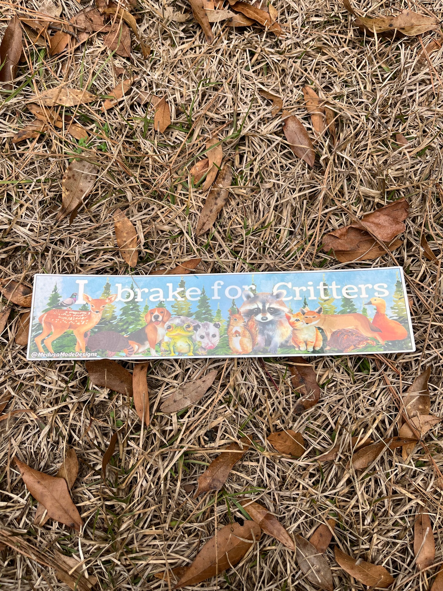 I Brake For Critters Holographic Bumper Sticker