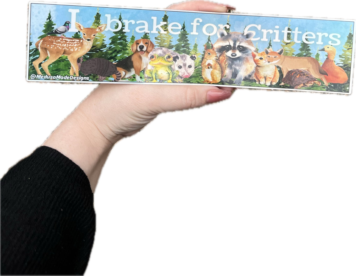 I Brake For Critters Holographic Bumper Sticker