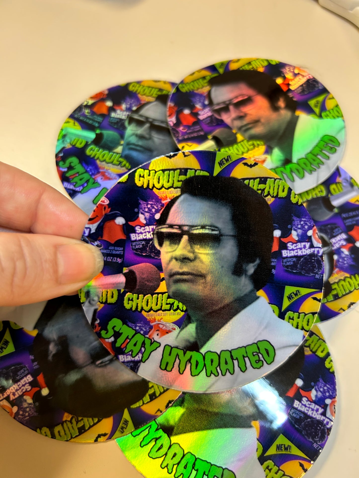 Stay Hydrated Ghoul-aid Jim Jones Holographic Sticker