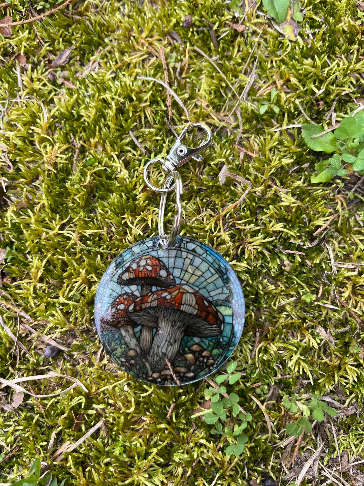 Mushroom Stained Glass Style Acrylic Keychain