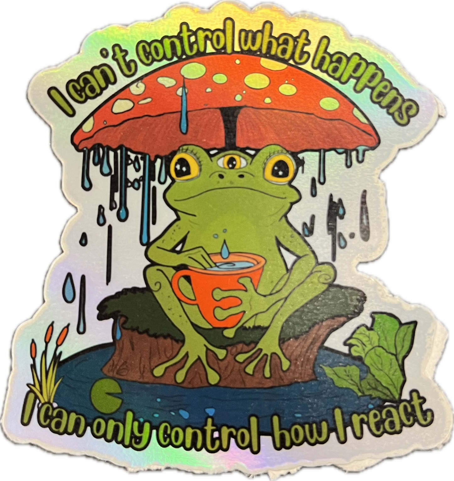 Positive Frog Holographic Sticker