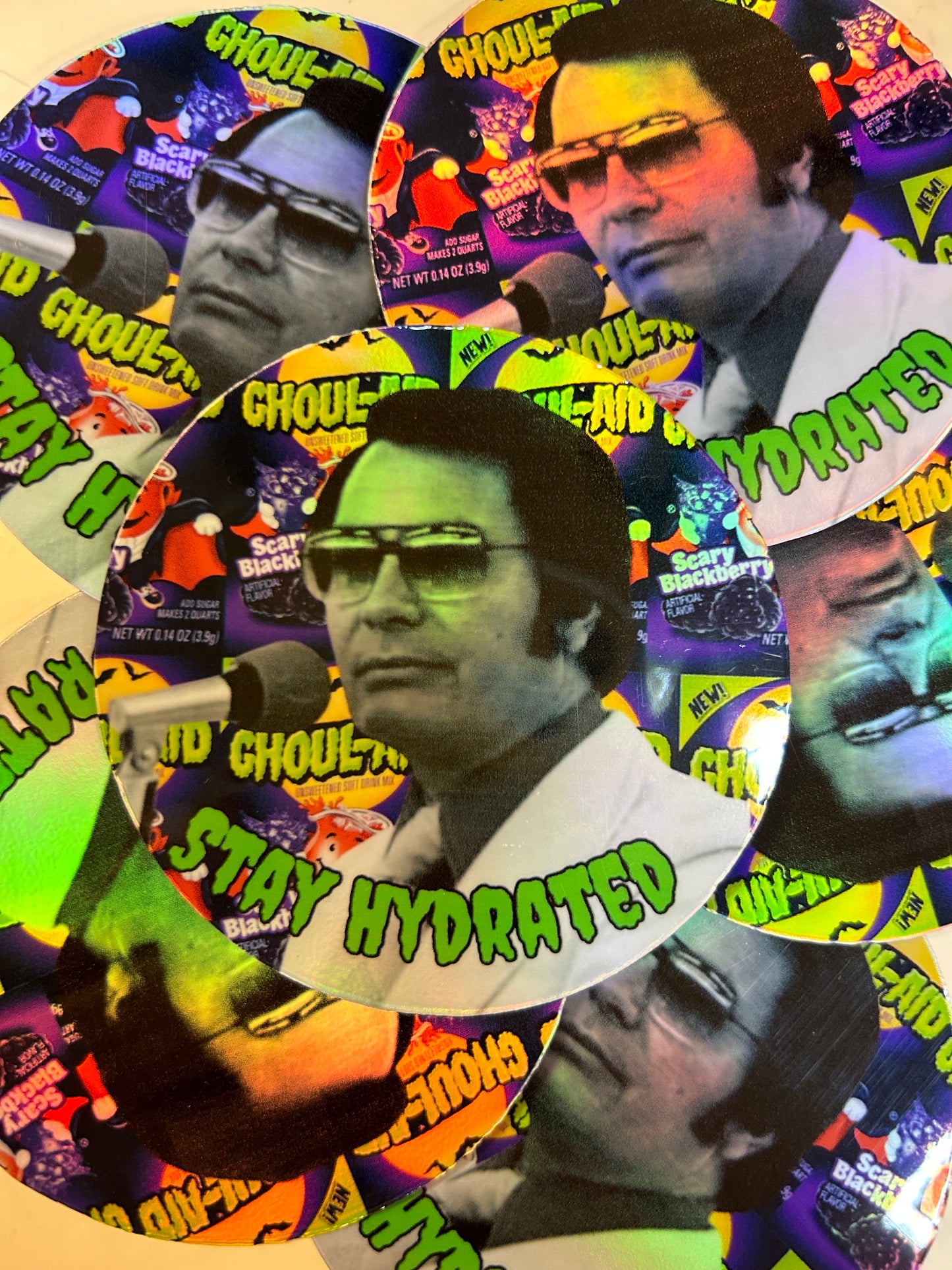 Stay Hydrated Ghoul-aid Jim Jones Holographic Sticker