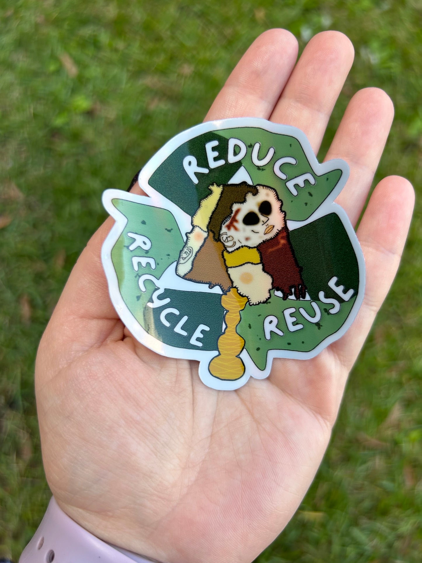 Reduce Reuse Recycle Holographic Sticker