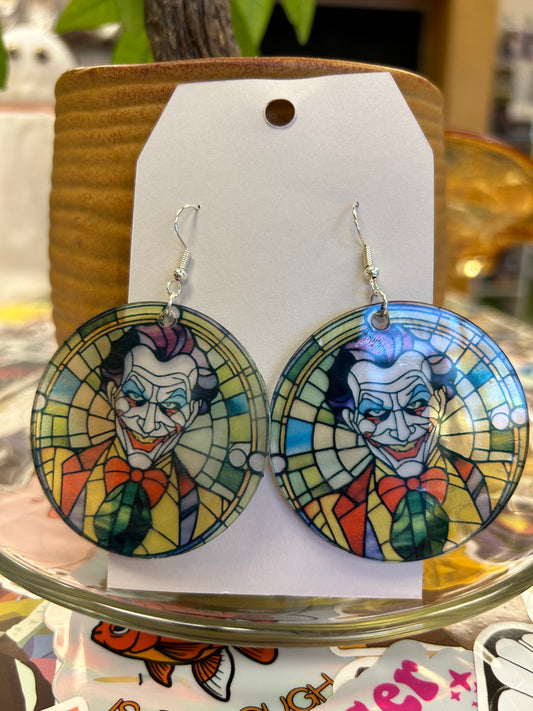 Joker Spooky Stained Glass Style Acrylic Earrings