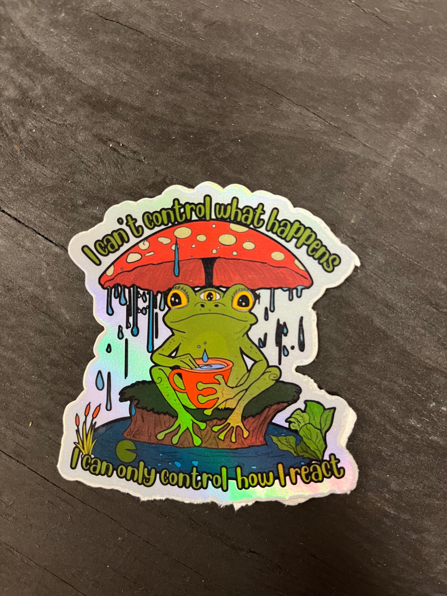 Positive Frog Holographic Sticker