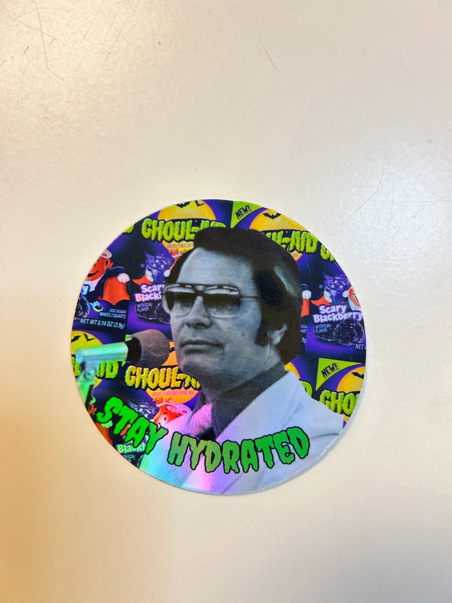 Stay Hydrated Ghoul-aid Jim Jones Holographic Sticker