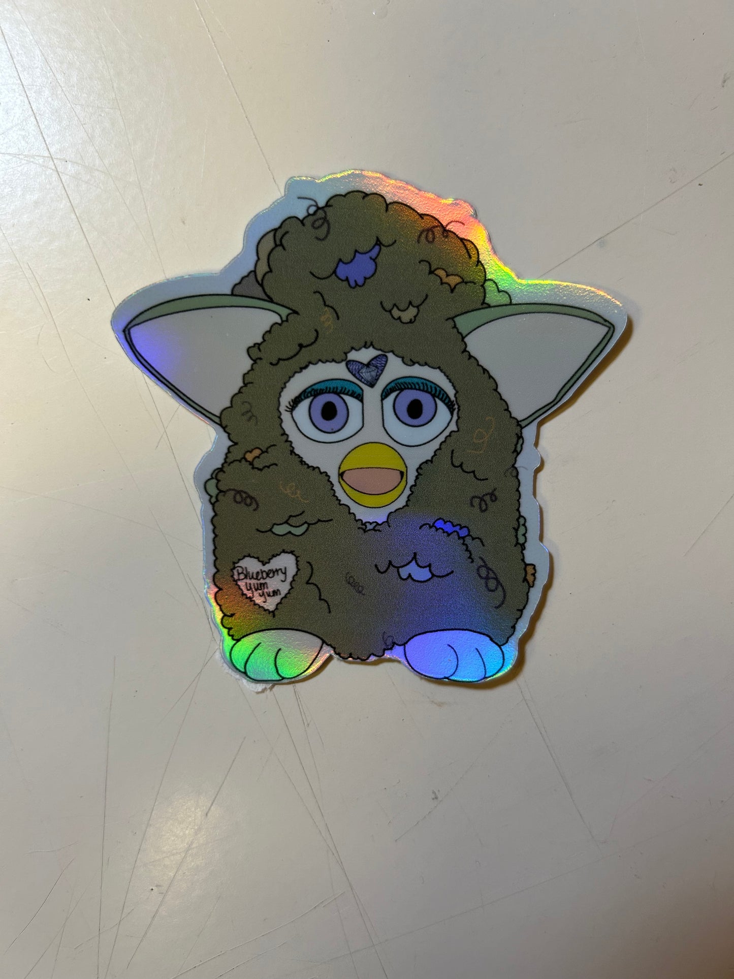 Blueberry Yum Yum Nug Buddy Holographic sticker