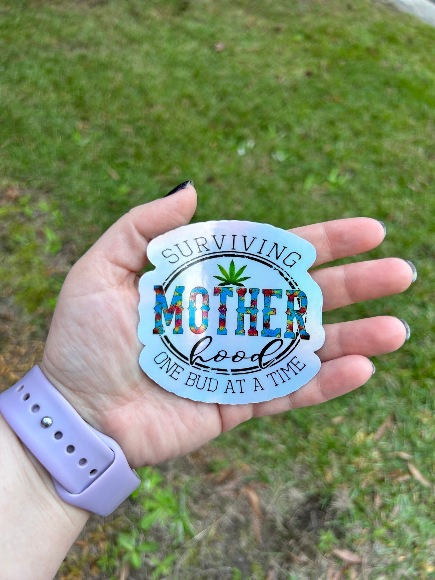 Surviving Motherhood Holographic Sticker