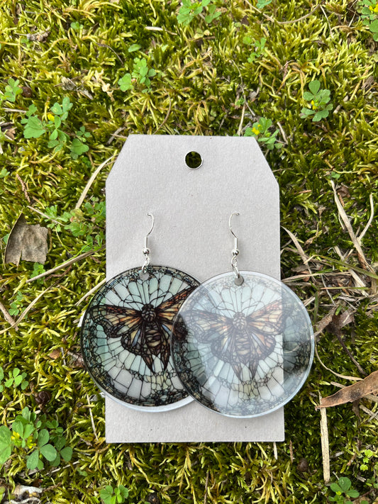 Moth Stained Glass Style Acrylic Earrings