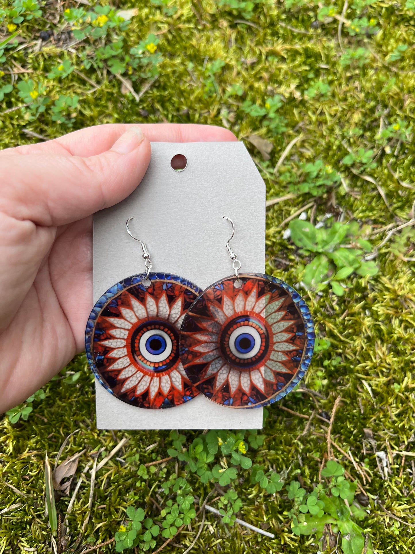 Red Evil Eye Stained Glass Style Acrylic Earrings