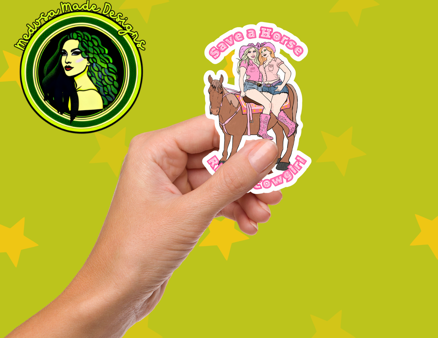 Save a Horse Ride a Cowgirl Holographic Sticker