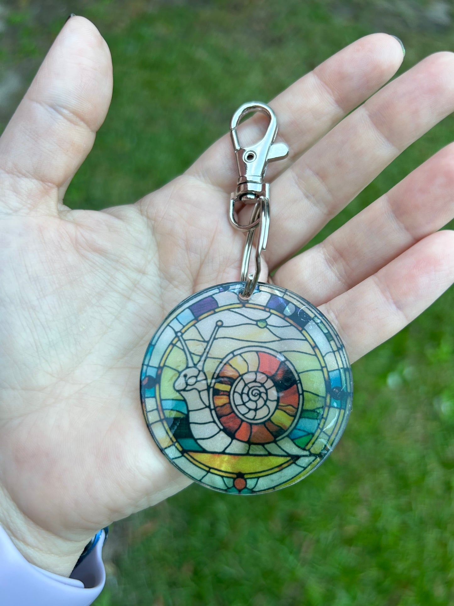 Snail Stained Glass Style Acrylic Keychain