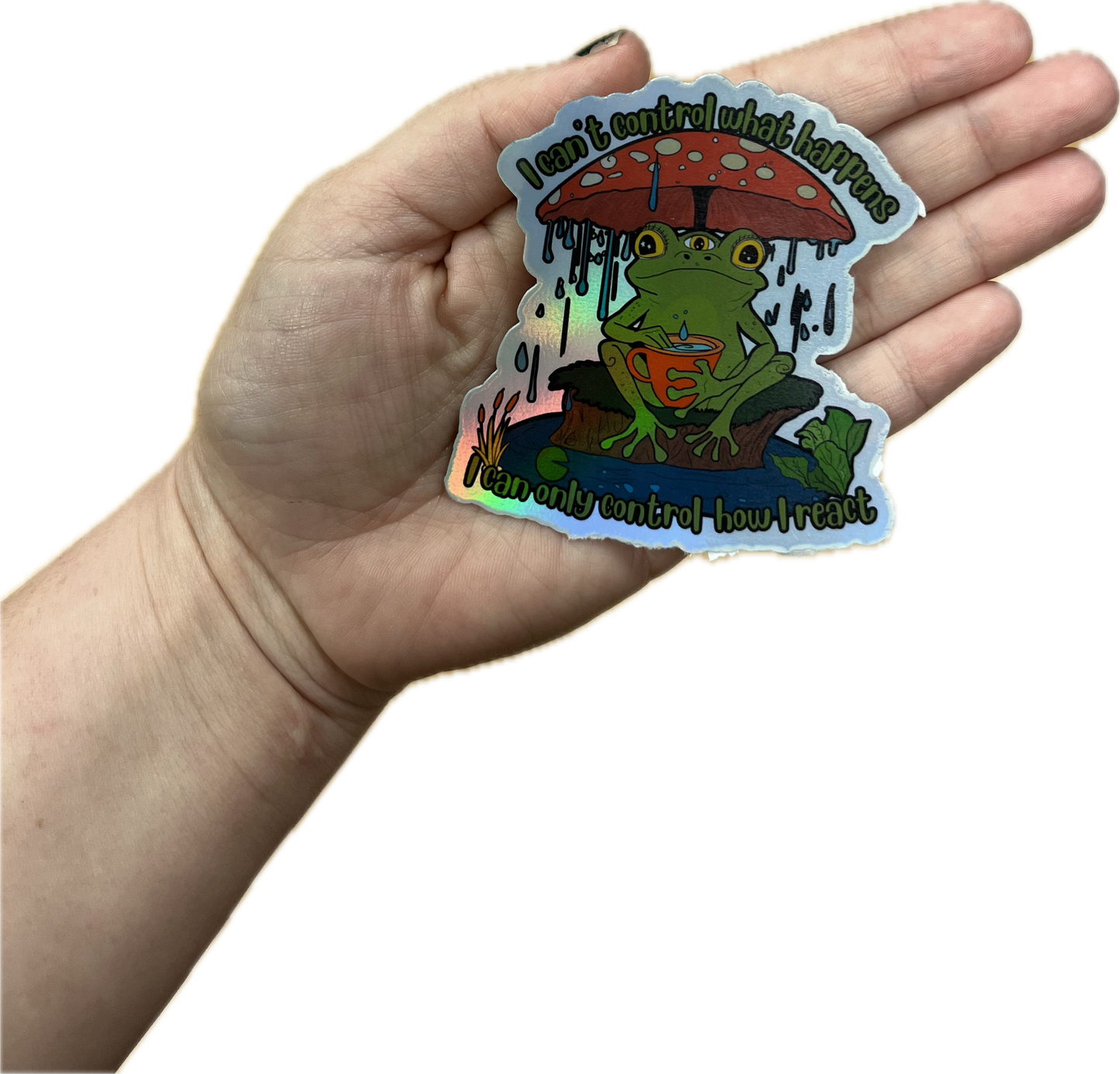 Positive Frog Holographic Sticker