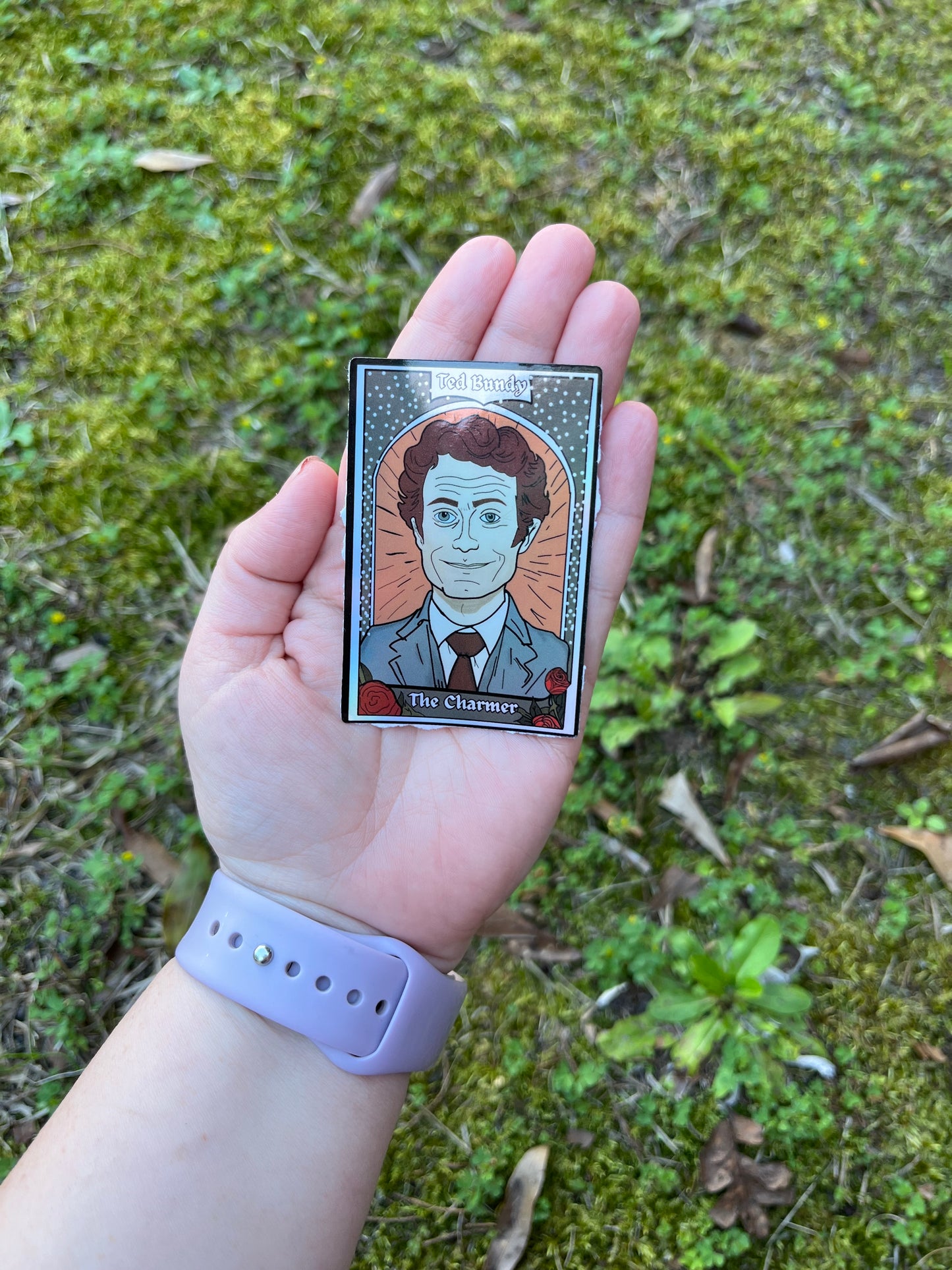 Ted Bundy The Charmer Tarot Card Holographic Sticker