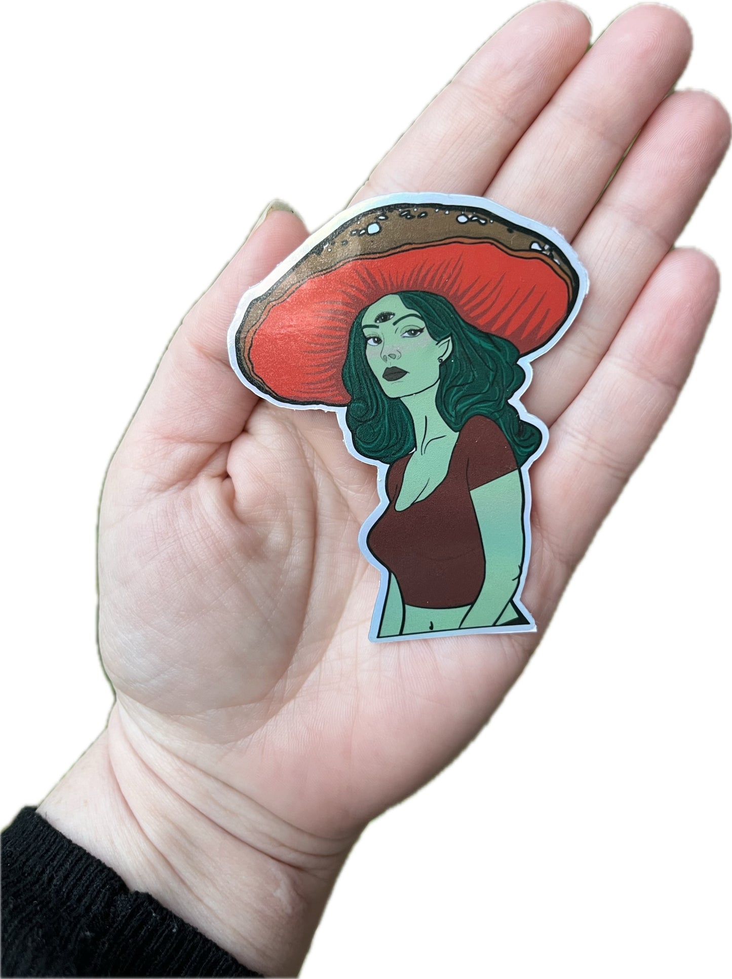 Mushroom Alien Holographic Sticker