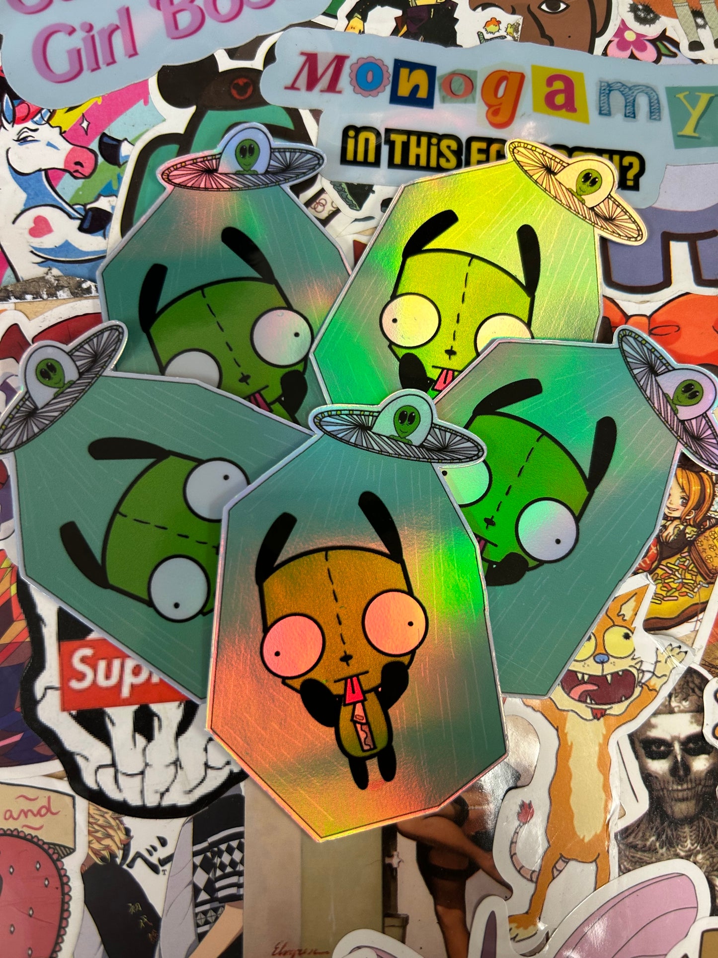 Gir's Galactic Abduction Holographic Sticker