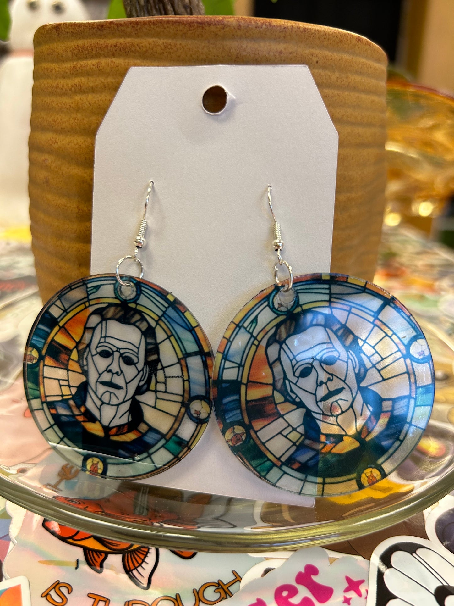 Michael Myers Stained Glass Style Acrylic Earrings