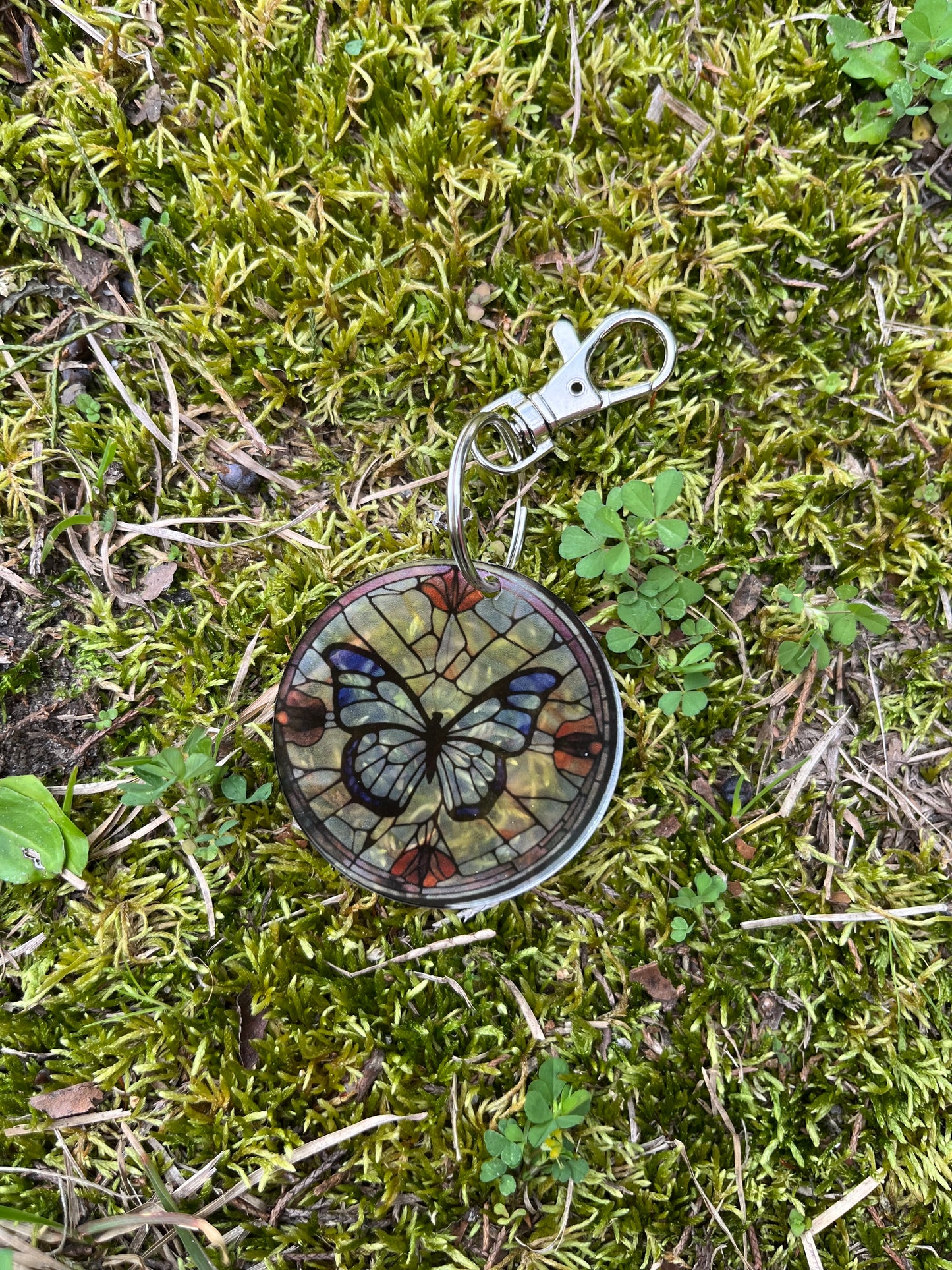 Butterfly Stained Glass Style Acrylic Keychain