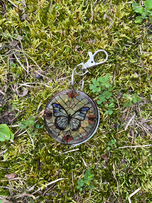 Butterfly Stained Glass Style Acrylic Keychain