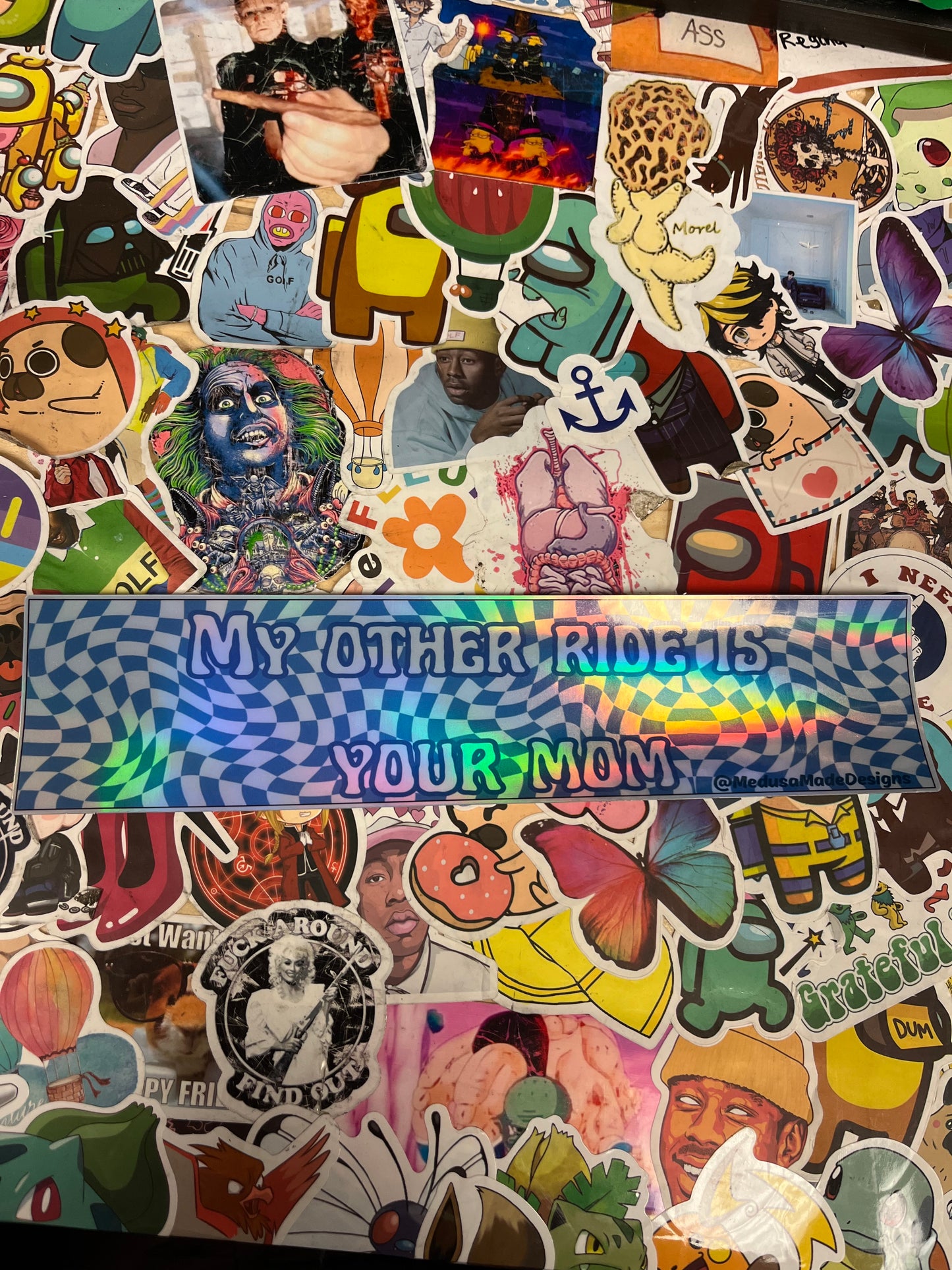 My Other Ride Is Your Mom Holographic Bumper Sticker