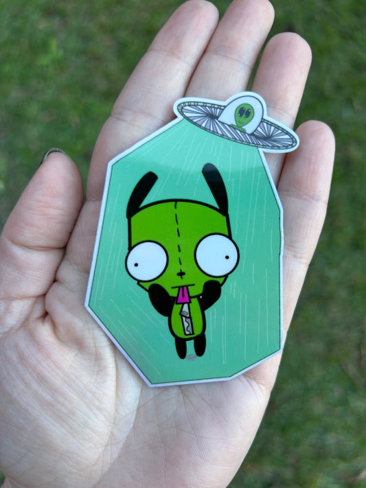 Gir's Galactic Abduction Holographic Sticker