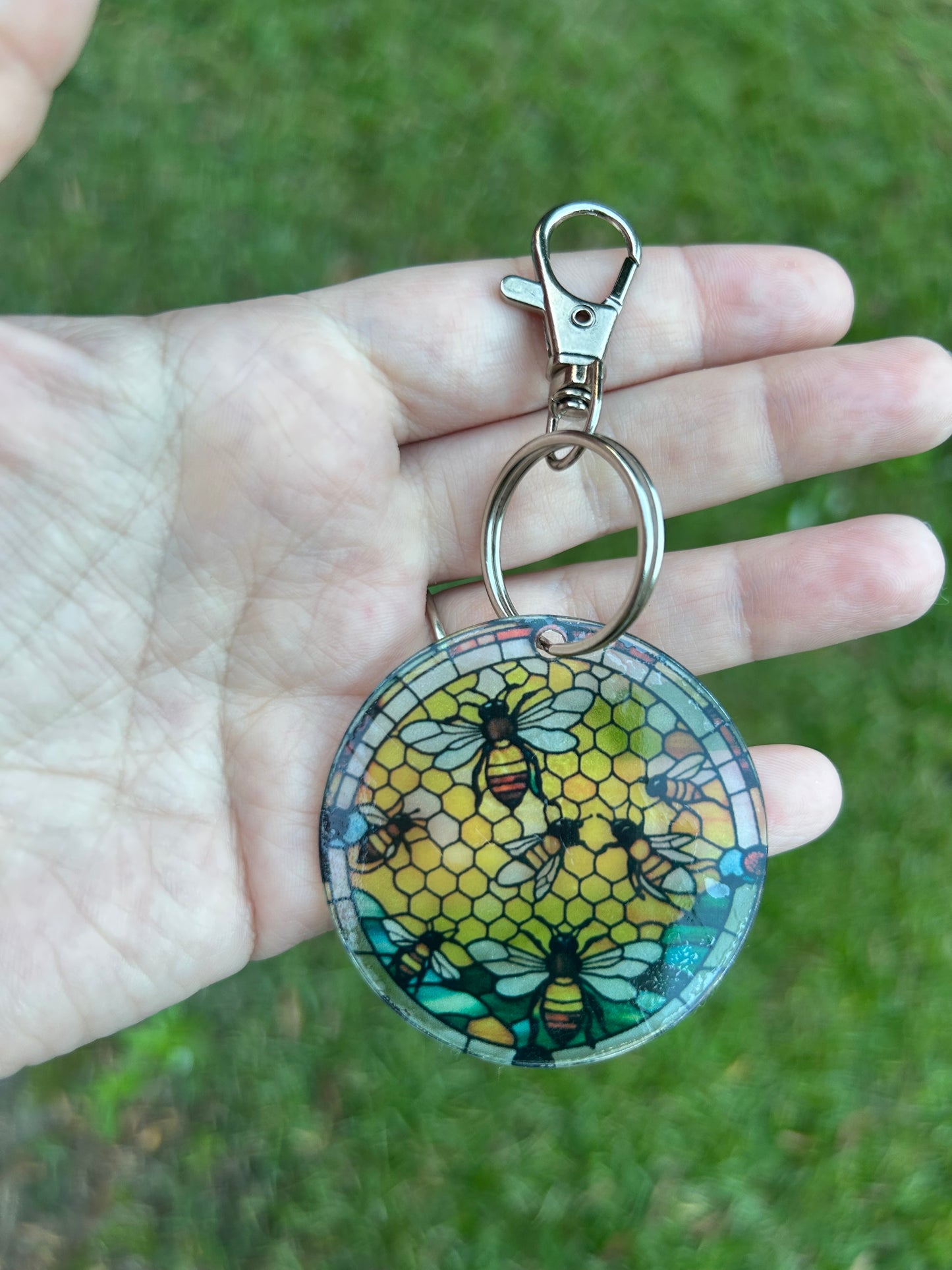 Bee Stained Glass Style Acrylic Keychain