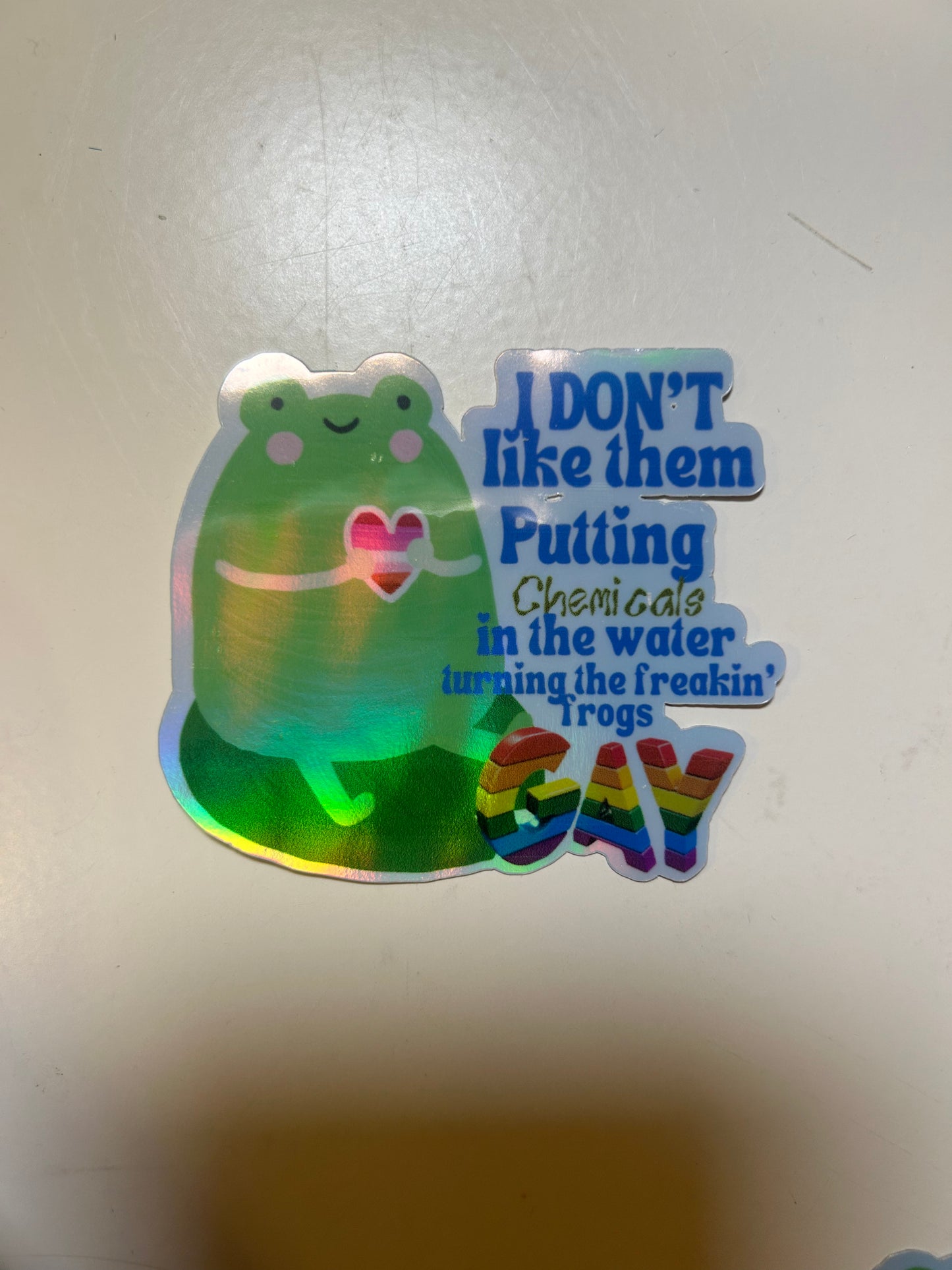 Gay Frog Holographic Sticker