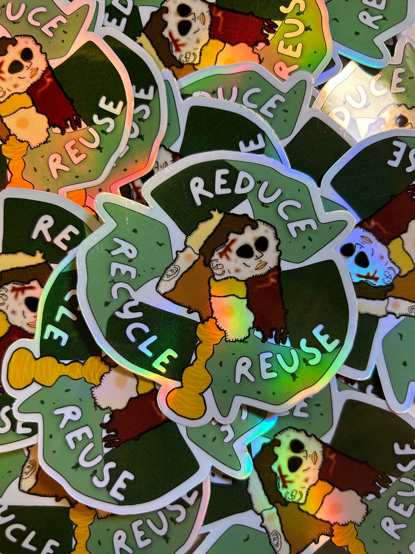 Reduce Reuse Recycle Holographic Sticker