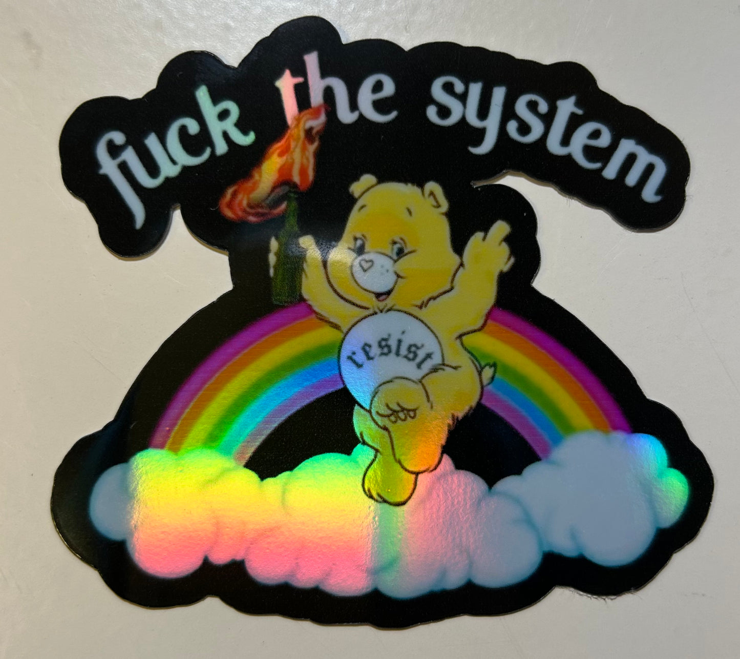 Fuck The System Holographic Waterproof Sticker