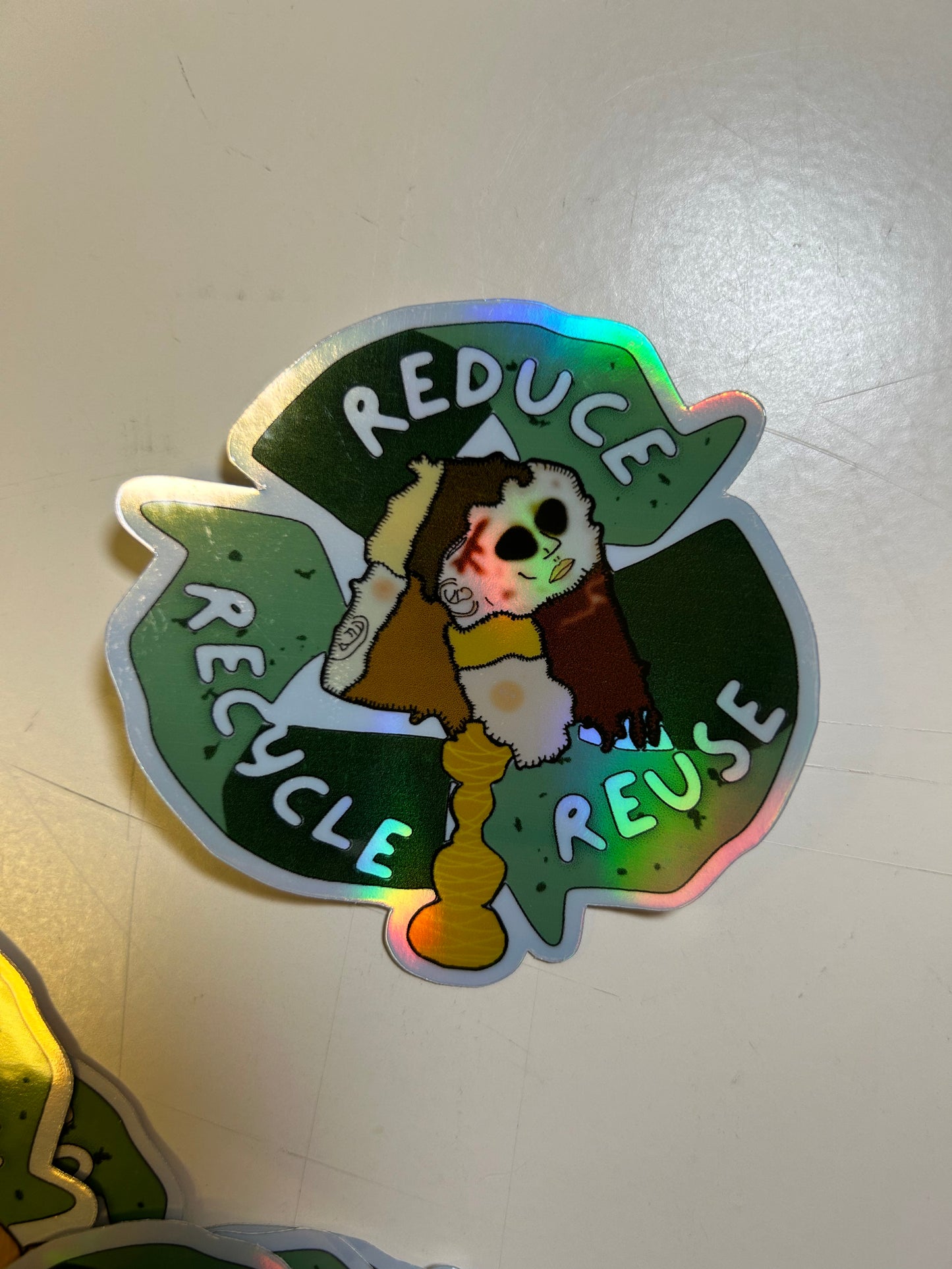 Reduce Reuse Recycle Holographic Sticker