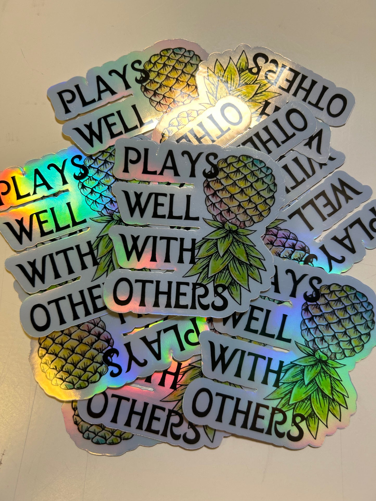 Plays Well With Others Holographic Sticker