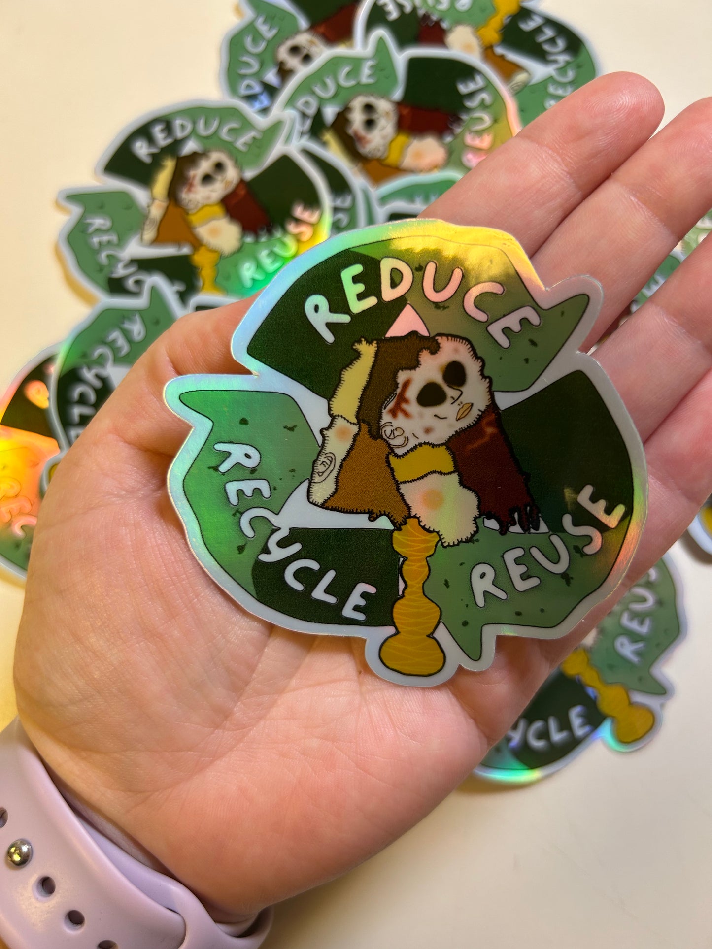 Reduce Reuse Recycle Holographic Sticker